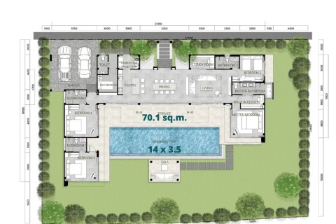 Вилла с бассейном в The Ozone Campus Villa, Пхукет, Таиланд, 394 м2