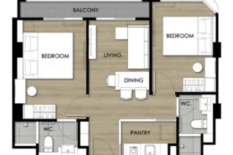 2-комнатная квартира в Escent Phuket, Пхукет, Таиланд, 51 м2