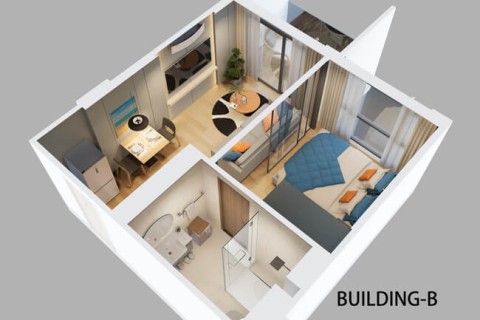 1-комнатная квартира в Sea Heaven Naithon Phuket, Пхукет, Таиланд, 37 м2