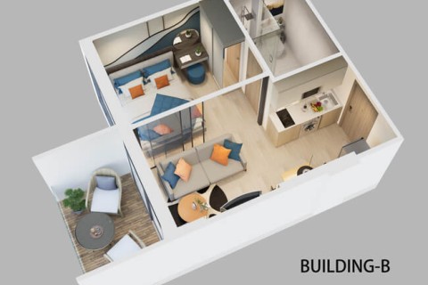 1-комнатная квартира в Sea Heaven Naithon Phuket, Пхукет, Таиланд, 37 м2