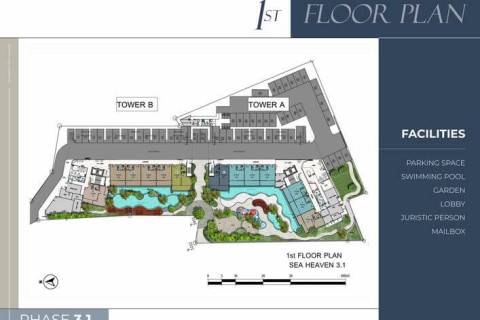 1-комнатная квартира в Sea Heaven Naithon Phuket, Пхукет, Таиланд, 37 м2