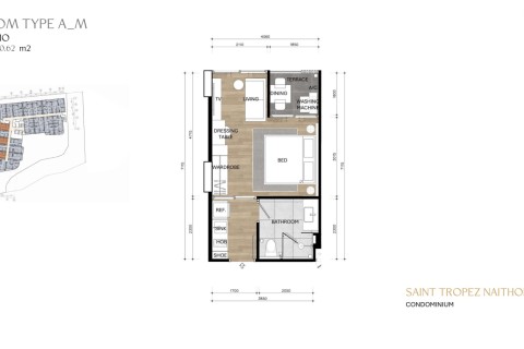 Студия в Saint Tropez Naithon Пхукет, Таиланд, 30 м2