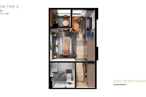 Студия в Saint Tropez Naithon Пхукет, Таиланд, 30 м2