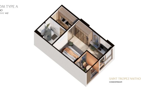 Студия в Saint Tropez Naithon Пхукет, Таиланд, 30 м2