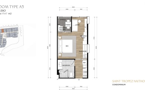 Студия в Saint Tropez Naithon Пхукет, Таиланд, 35 м2
