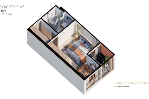 Студия в Saint Tropez Naithon Пхукет, Таиланд, 35 м2