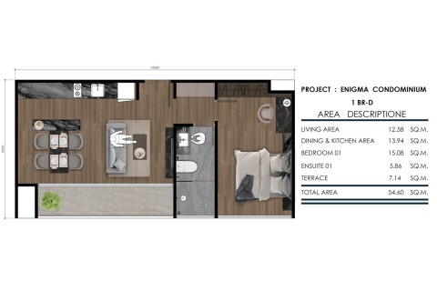 1-комнатная квартира в Enigma Residence, Пхукет, Таиланд, 54,60 м2