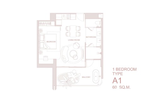 1-комнатная квартира в Surfhouse Residences, Пхукет, Таиланд, 60 м2