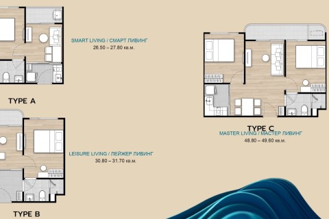 1-комнатная квартира в Origin Place Centre Phuket, Таиланд, 30 м2