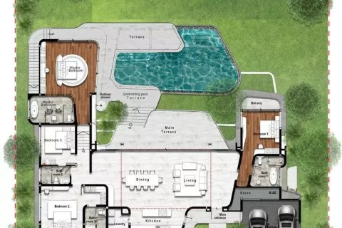 4-комнатная вилла с бассейном в Botanica SKY VALLEY, Пхукет, Таиланд, 625 м2