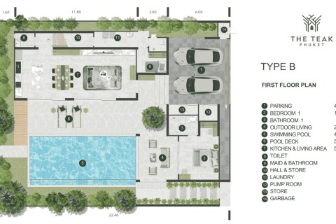 Вилла с бассейном в The Teak, Пхукет, Таиланд, 434 м2