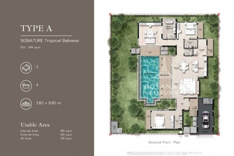 Вилла с бассейном в Botanica Hillside, Пхукет, Таиланд, 319 м2