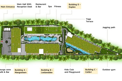 1-комнатная квартира в Layan Green Park, Пхукет, Таиланд, 75 м2