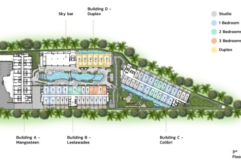 1-комнатная квартира в Layan Green Park, Пхукет, Таиланд, 75 м2