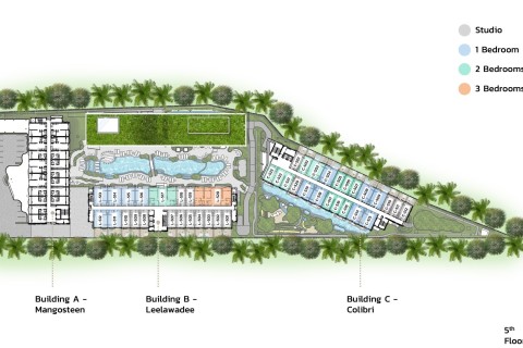 1-комнатная квартира в Layan Green Park, Пхукет, Таиланд, 75 м2