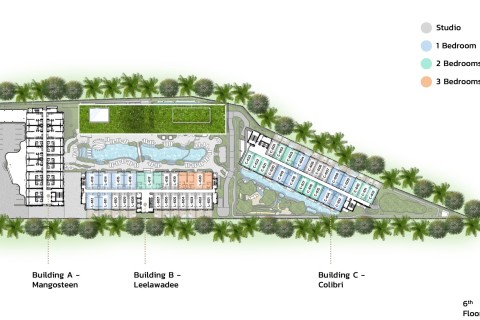 1-комнатная квартира в Layan Green Park, Пхукет, Таиланд, 75 м2