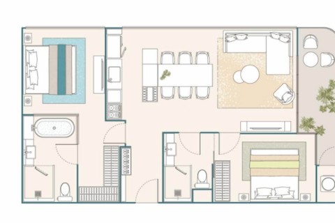 2-комнатная квартира в Peylaa Phuket Bang Tao, Пхукет, Таиланд, 90 м2
