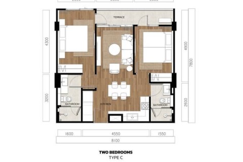 2-комнатная квартира в VIP Tropika, Пхукет, Таиланд, 62 м2