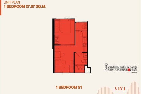 1-комнатная квартира в The Title Vivi, Пхукет, Таиланд, 27 м2
