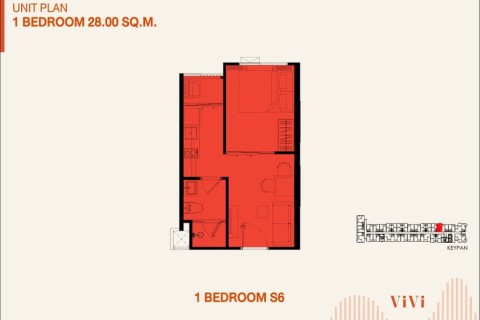 1-комнатная квартира в The Title Vivi, Пхукет, Таиланд, 27 м2