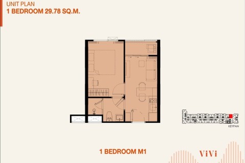 1-комнатная квартира в The Title Vivi, Пхукет, Таиланд, 29 м2