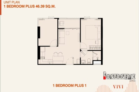 1-комнатная квартира в The Title Vivi, Пхукет, Таиланд, 46 м2