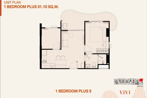 1-комнатная квартира в The Title Vivi, Пхукет, Таиланд, 46 м2