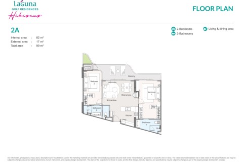 2-комнатная квартира в Laguna Golf Residences Hibiscus, Пхукет, Таиланд, 99 м2