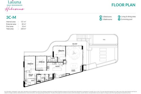 3-комнатный пентхаус с бассейном в Laguna Golf Residences Hibiscus, Пхукет, Таиланд, 229 м2